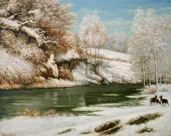 Paysage d’hiver avec cerf rouge – Gustave Courbet Gustave Courbet