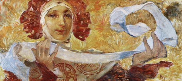 Une femme avec un foulard – Mucha Alphonse Mucha