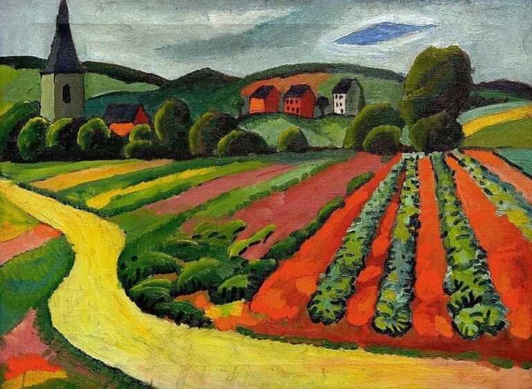 Paysage avec église et chemin – August Macke August Macke