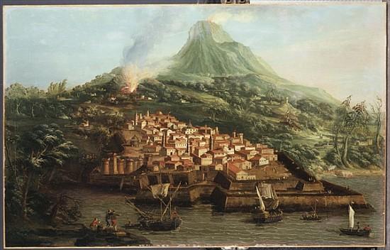 Une île volcanique avec un port et des navires – Giovanni Antonio Canal Giovanni Antonio Canal