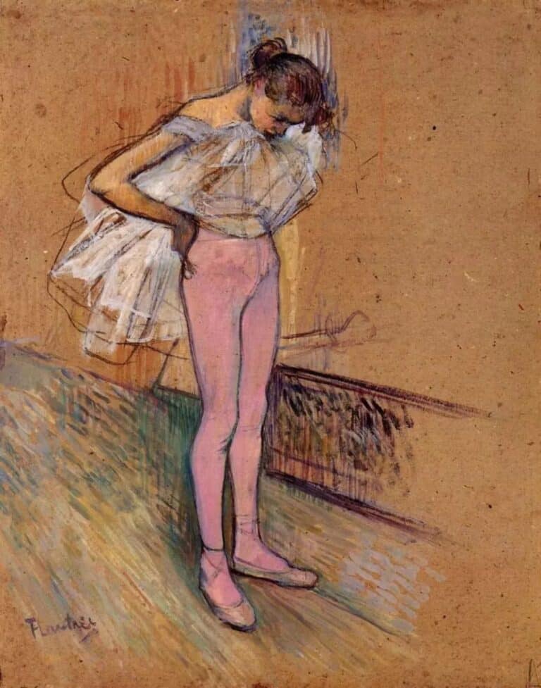 Une danseuse ajustant son justaucorps – Toulouse Lautrec Henri de Toulouse-Lautrec