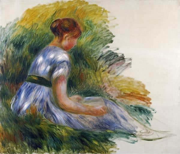 Alice Gamby dans le jardin, jeune fille assise dans l’herbe – Pierre-Auguste Renoir Pierre-Auguste Renoir