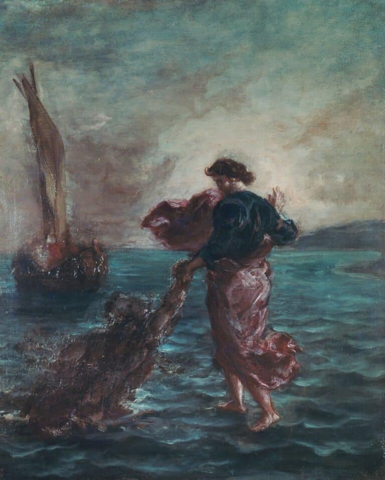 Le Christ marchant sur l’eau et tendant la main pour sauver Saint Pierre – Eugène Delacroix Eugène Delacroix