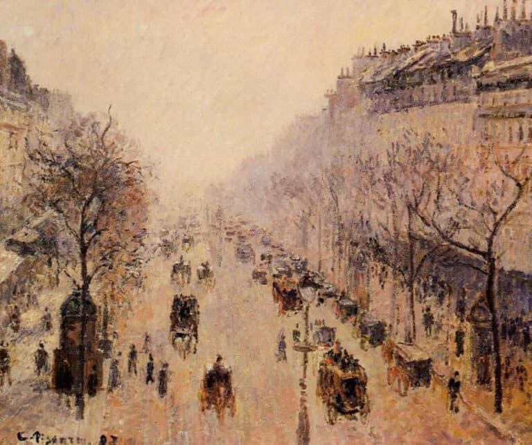 Boulevard Montmartre, matin, lumière du soleil et brume – Camille Pissarro Camille Pissarro