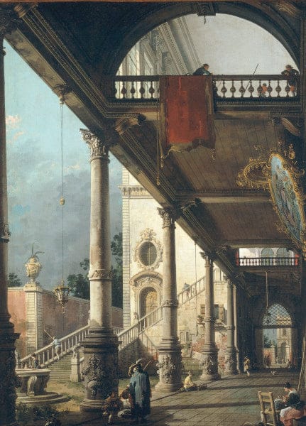 Capriccio Une colonnade ouvrant sur la cour d’un palais 1765 – Giovanni Antonio Canal Giovanni Antonio Canal