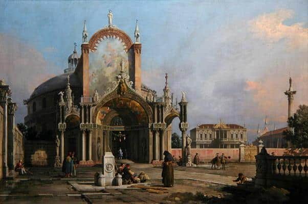 Capriccio d’une église, vers 1750 (huile sur toile) – Giovanni Antonio Canal Giovanni Antonio Canal