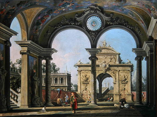 Capriccio d’un arc de triomphe vu à travers une voûte ornée, vers 1750 – Giovanni Antonio Canal Giovanni Antonio Canal