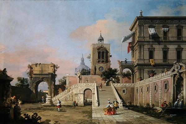 Capriccio de deux volées de marches menant à un palazzo, vers 1750 (huile sur toile) – Giovanni Antonio Canal Giovanni Antonio Canal