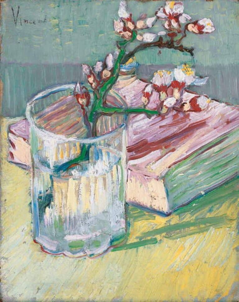 Nature morte avec branche d’amandier en fleur – Van Gogh Vincent Van Gogh