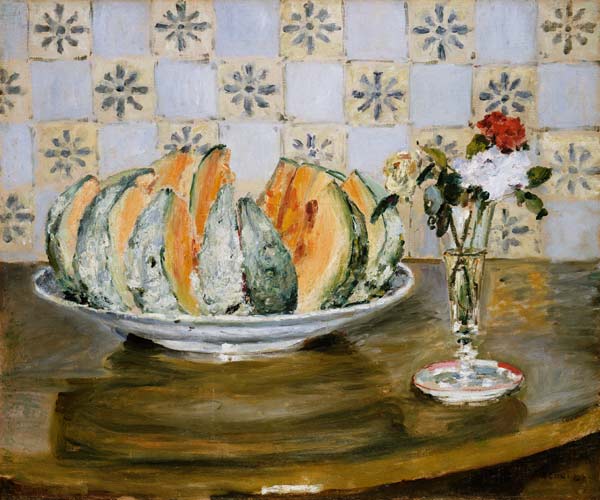 Nature morte d’un melon et d’un vase de fleurs – Pierre-Auguste Renoir Pierre-Auguste Renoir