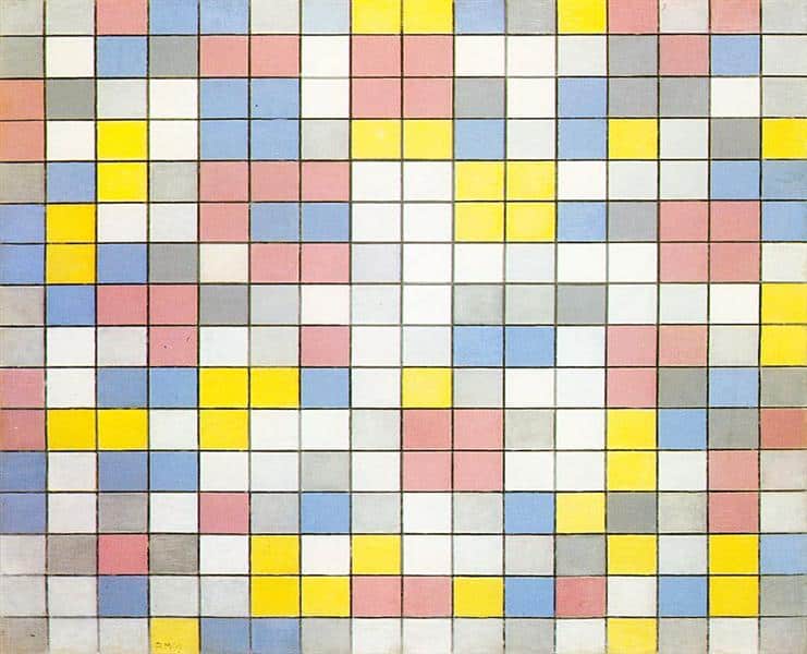 Composition de la grille 9 compositions du damier couleurs vives – Mondrian Piet Mondrian