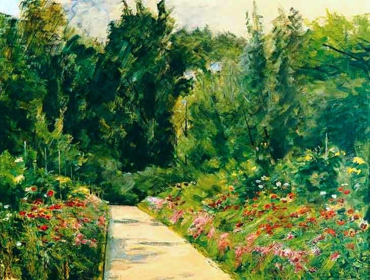 Pièces rapportées de jardin avec le chemin et des fleurs – Max Liebermann Max Liebermann