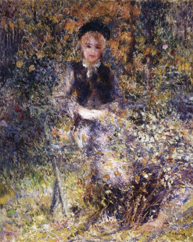 Jeune fille sur une banc de jardin – Pierre-Auguste Renoir Pierre-Auguste Renoir