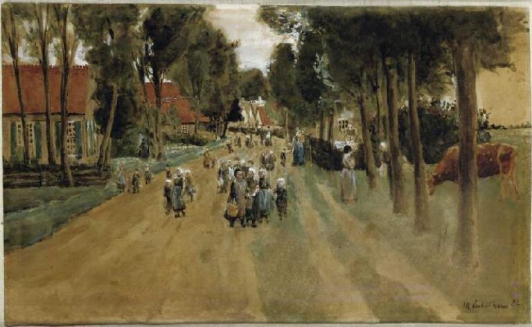 Rue du village avec des enfants à Zweeloo – Max Liebermann Max Liebermann