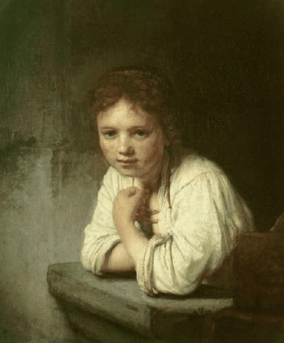 Fille appuyée sur le rebord d’une fenêtre – Rembrandt van Rijn Rembrandt van Rijn