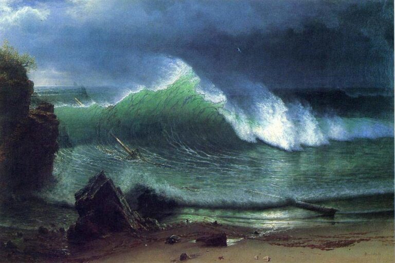 Le rivage de la mer turquoise (mer d’émeraude) – Albert Bierstadt Albert Bierstadt