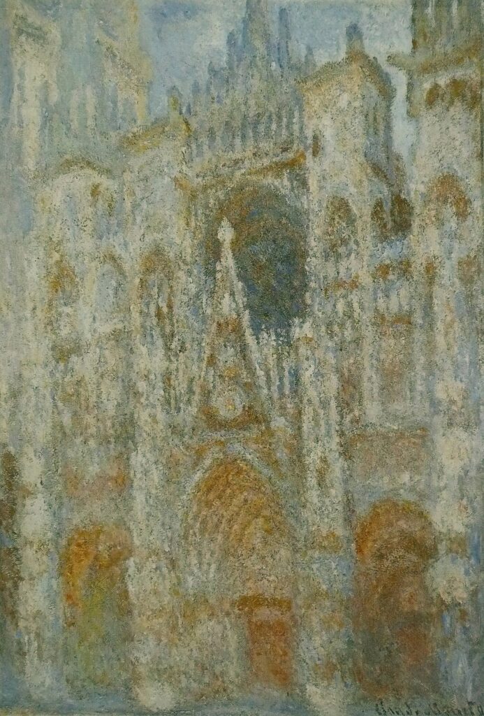 La Cathédrale de Rouen. Le portail, soleil matinal ; harmonie bleue (W1355) – Claude Monet Cathédrales de Rouen de Claude Monet