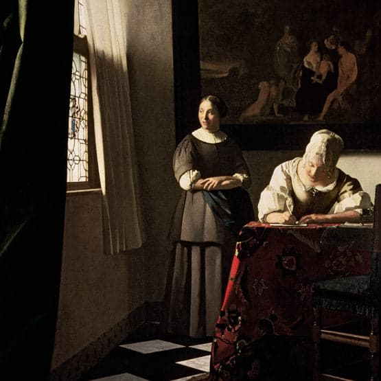 Femme écrivant une lettre et sa servante – Johannes Vermeer Johannes Vermeer