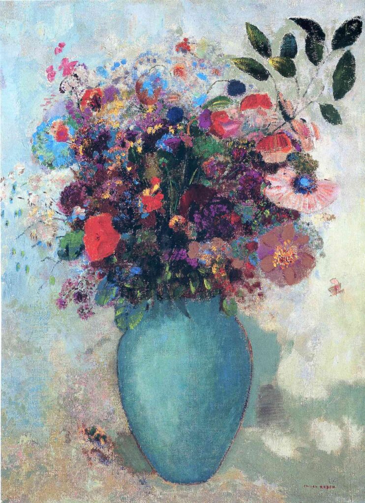 Fleurs dans un vase turquoise – Odilon redon Odilon Redon