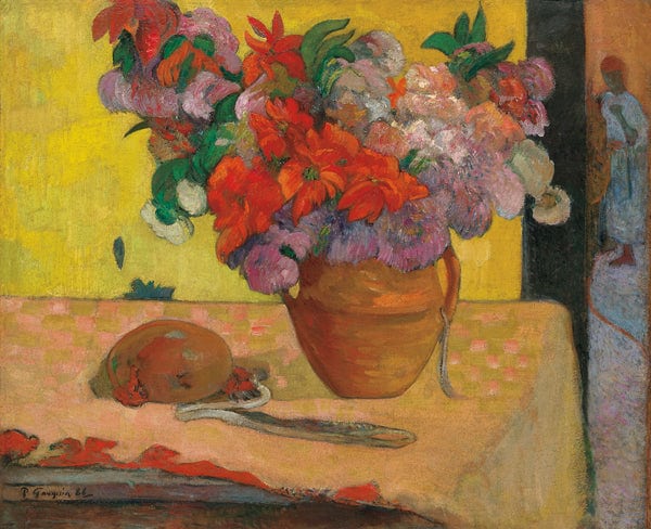 Fleurs dans un vase et une bouteille d’eau – Paul Gauguin Paul Gauguin