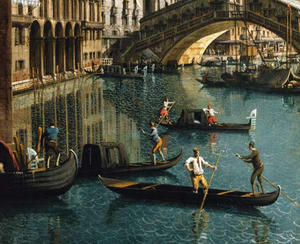 Gondoliers près du pont du Rialto, Venise – Giovanni Antonio Canal Giovanni Antonio Canal