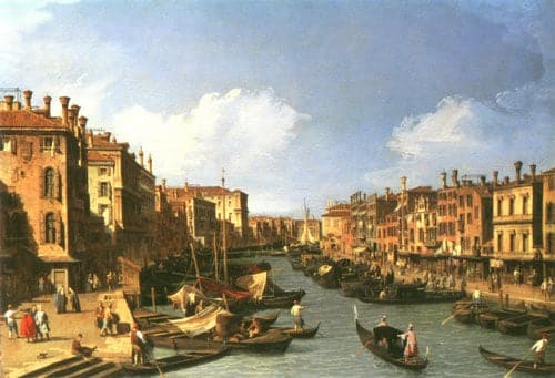 Grand Canal : vue du sud-ouest depuis le pont du Rialto tonne le Palazzo FosAri le – Canal Giovanni Antonio Giovanni Antonio Canal