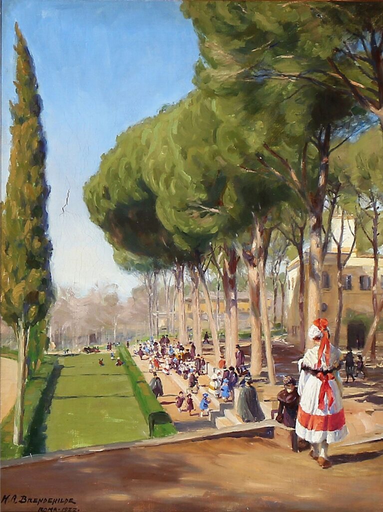 Len, « Journée d’été à la Villa Borghese à Rome » – Hans Andersen Brendekilde Andersen Brendekilde