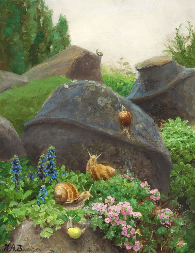 Escargots de vigne dans le jardin du peintre Brendekilde – Hans Andersen Brendekilde Andersen Brendekilde