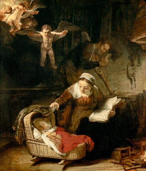 La famille sacrée avec les anges (détail) – Rembrandt van Rijn Rembrandt van Rijn