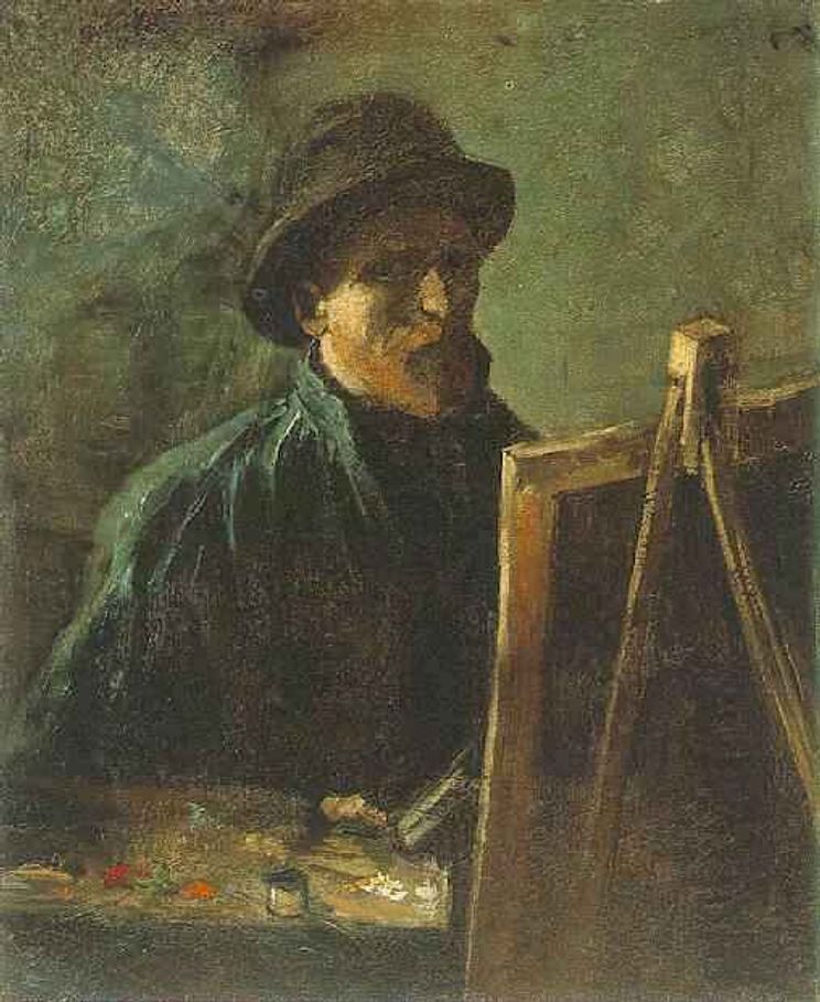 Autoportrait avec chapeau de feutre foncé au chevalet – Van Gogh Autoportraits de Vincent van Gogh