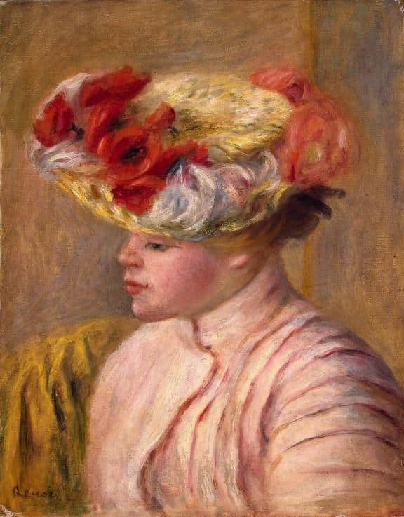 Jeune femme avec un chapeau à fleurs – Pierre-Auguste Renoir Pierre-Auguste Renoir