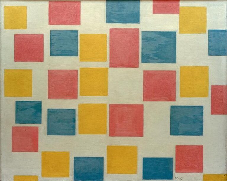 Composition avec des zones colorées – Mondrian Piet Mondrian