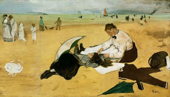 La petite fille devient sur la plage de mer – Edgar Degas Edgar Degas