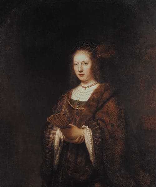 Dame avec un éventail – Rembrandt van Rijn Rembrandt van Rijn