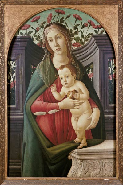 Madonne avec l’enfant dans une alcove décorée de fleurs – Sandro Botticelli Sandro Botticelli