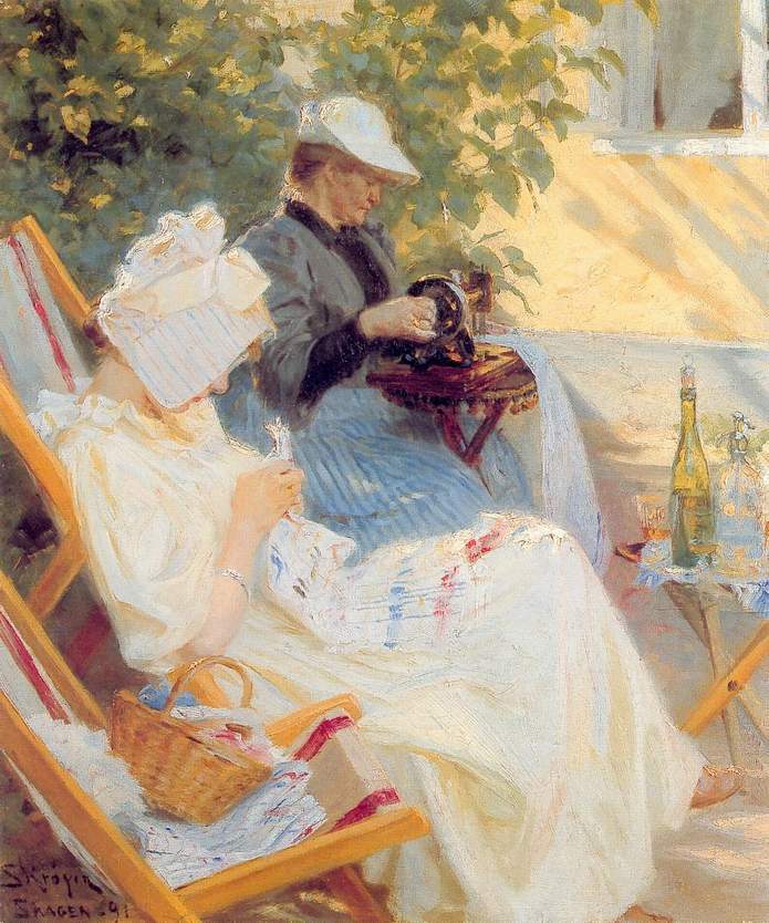 Marie and Her Mother in the Garden – Peder Severin Kroyer Peder Severin Krøyer