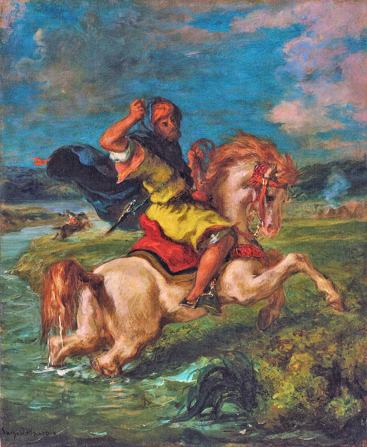 Cavalier marocain traversant un gué – Eugène Delacroix Eugène Delacroix