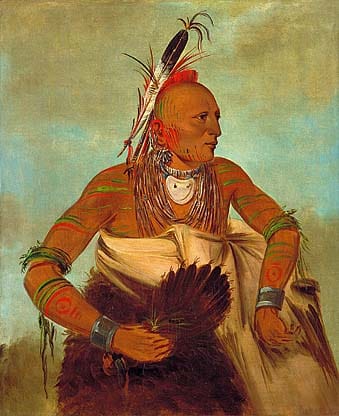 Osage warrior of the Wha-sha-she band (a subdivision of Hunkah) – George Catlin George Catlin