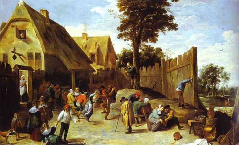 Paysans dansant devant une auberge – David The Younger Teniers David Teniers le Jeune