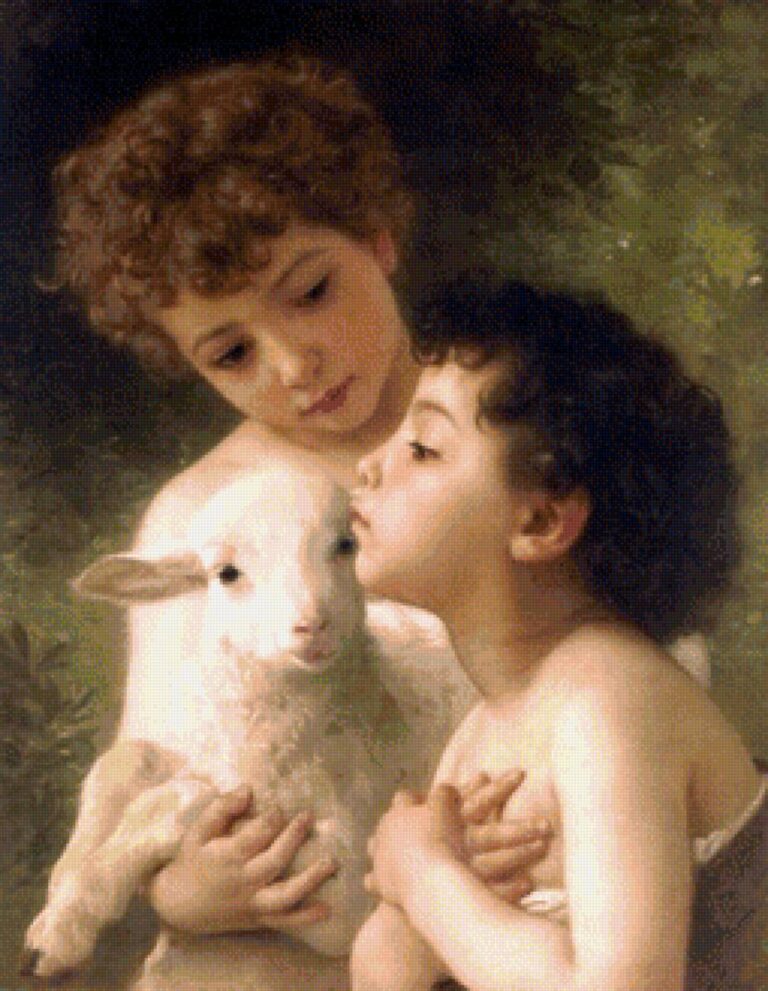 Enfants avec agneau – William Bouguereau William Bouguereau