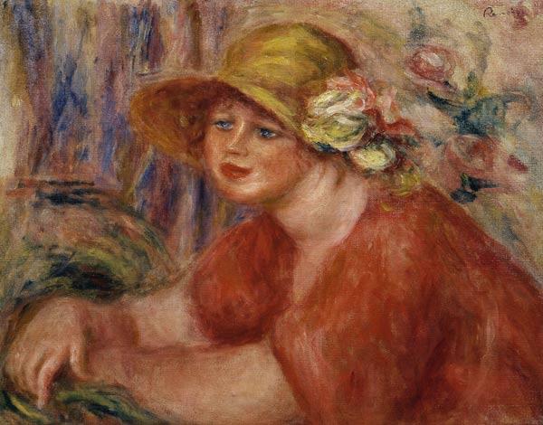 Portrait d’une femme avec un chapeau décoré de fleurs – Pierre-Auguste Renoir Pierre-Auguste Renoir