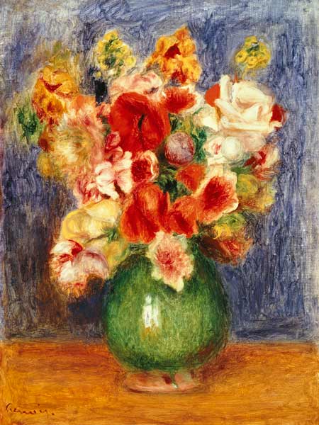 Nature morte avec des fleurs dans un vase vert – Pierre-Auguste Renoir Pierre-Auguste Renoir