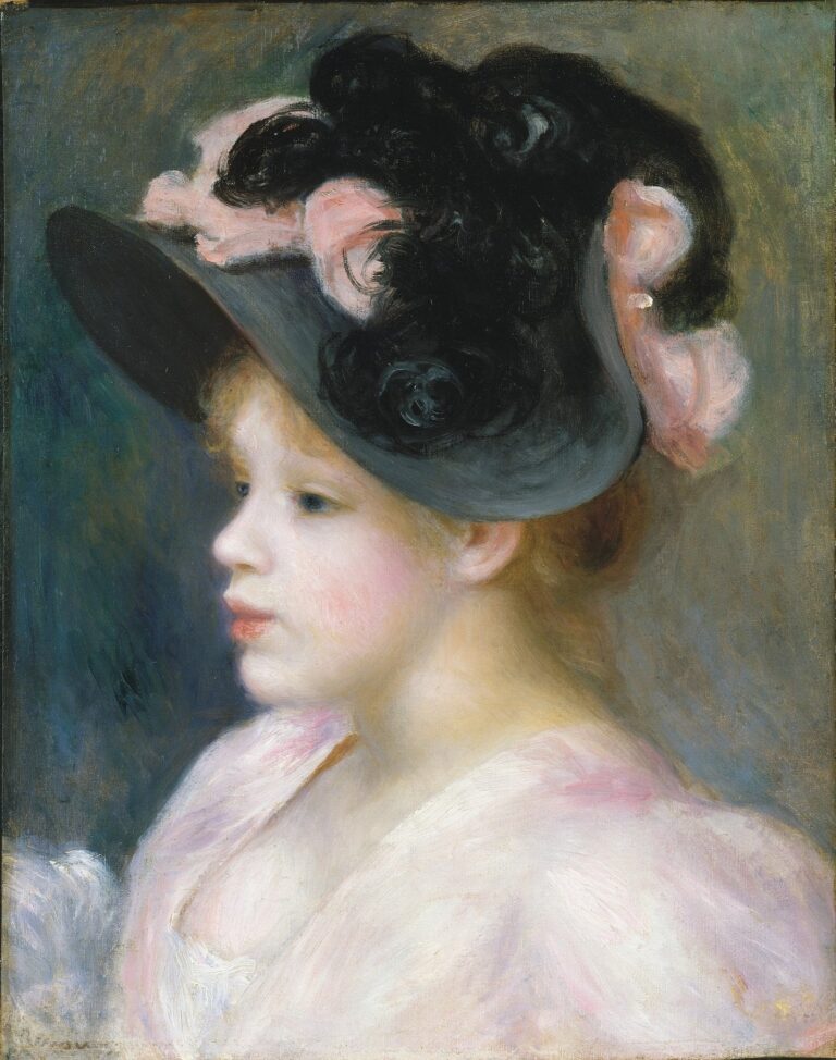 Jeune Fille au chapeau rose et noir – Pierre-Auguste Renoir Pierre-Auguste Renoir