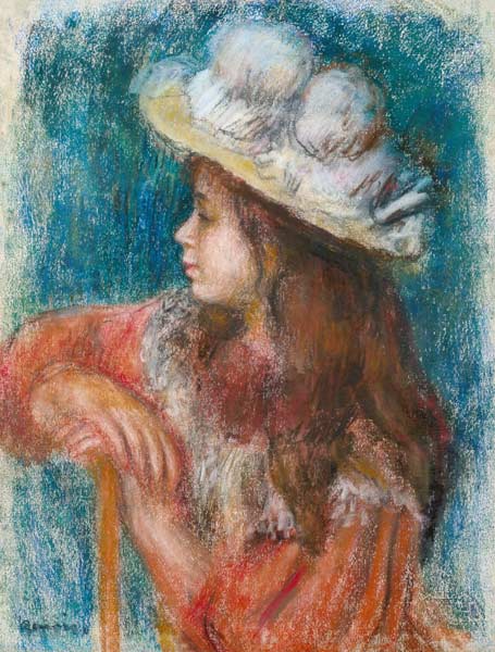 Jeune fille assise avec un chapeau blanc – Pierre-Auguste Renoir Pierre-Auguste Renoir