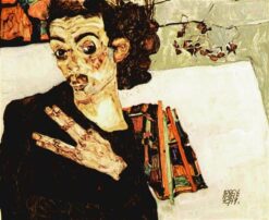 Autoportrait avec un vase noir et des doigts écartés – Egon Schiele Egon Schiele