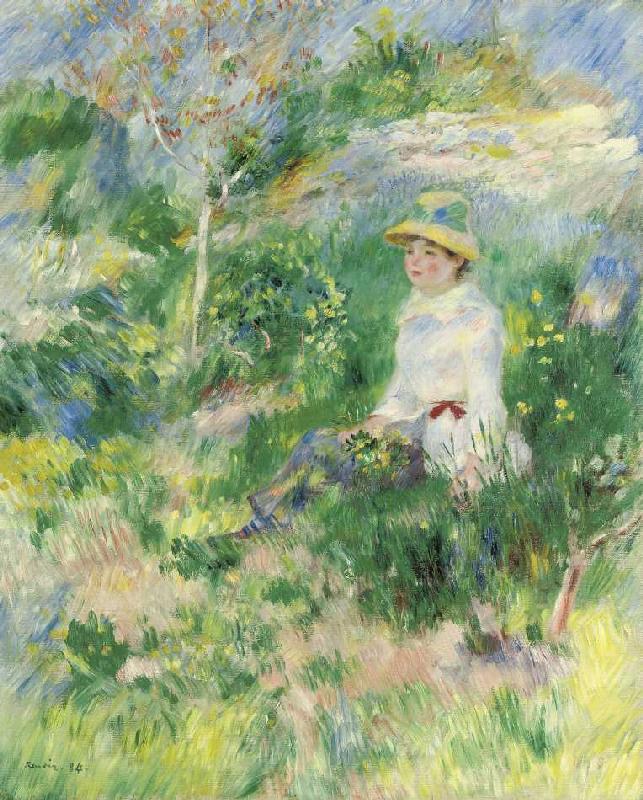 Été, jeune femme dans une prairie fleurie – Pierre-Auguste Renoir Pierre-Auguste Renoir