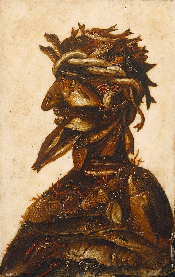 Têtes anthropomorphes représentant l’un des quatre éléments – l’eau – Arcimboldo Giuseppe Arcimboldo