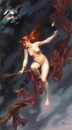 Carte postale du tableau Bruja Yendo al Aquelarre – Luis Ricardo Falero Luis Ricardo Falero