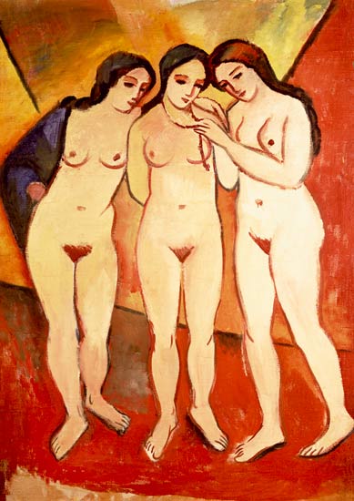 Trois filles nues (rouge et orange) – August Macke August Macke