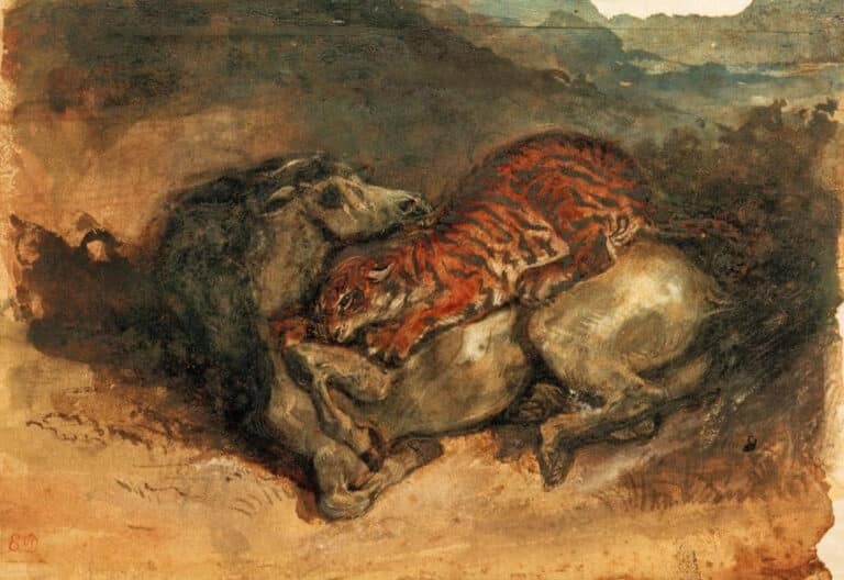 Tigre attaquant un cheval – Eugène Delacroix Eugène Delacroix